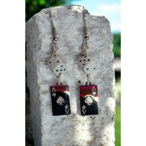 Ace of Spades Dice Earrings – Stainless Steel Playing Card Dangle Earrings